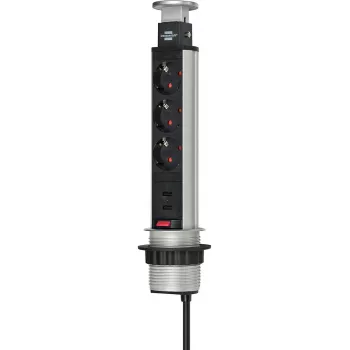 Steckdosenleiste Brennenstuhl 1396200013 2m 3 AC-Ausgänge Innenbereich Aluminium Schwarz