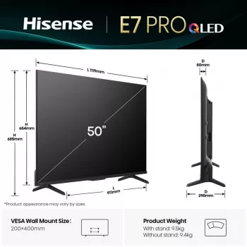 Hisense 50E77Q PRO 127 cm (50 Zoll) 4K Ultra HD Smart TV Wi-Fi Schwarz