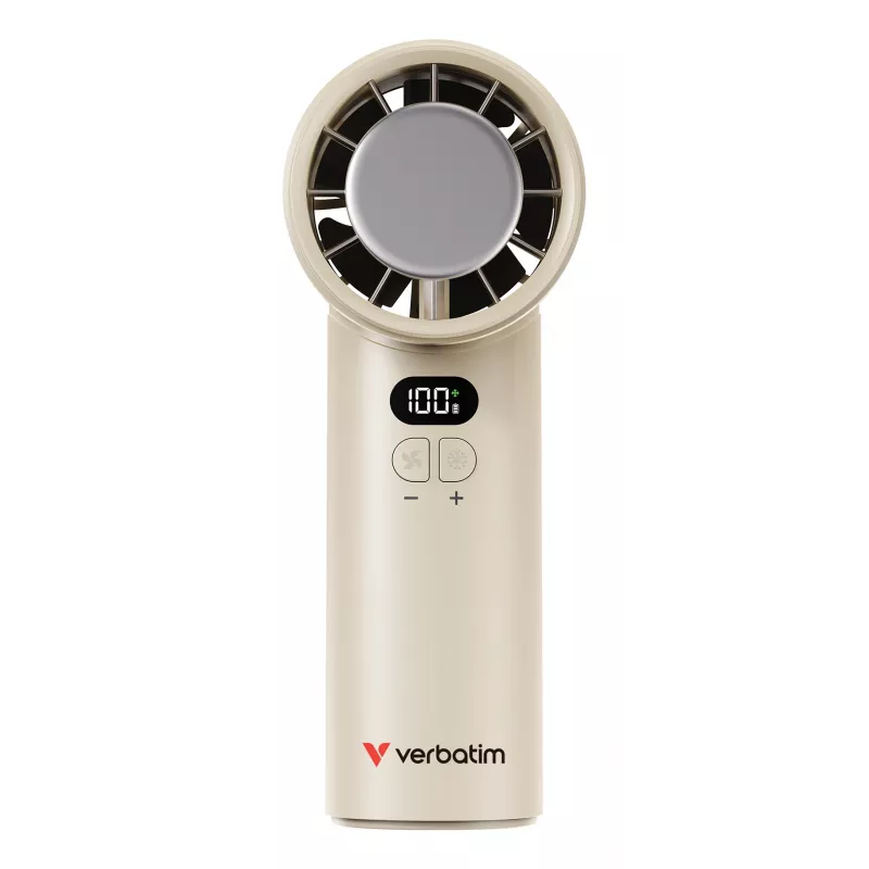 Verbatim Cool’n’Go IceTouch Handheld Fan White/Silver, Silber, Weiß, 1 Lüfter, Handventilator, 1 Stück, 8 W, Lithium-Ion (Li-Ion)