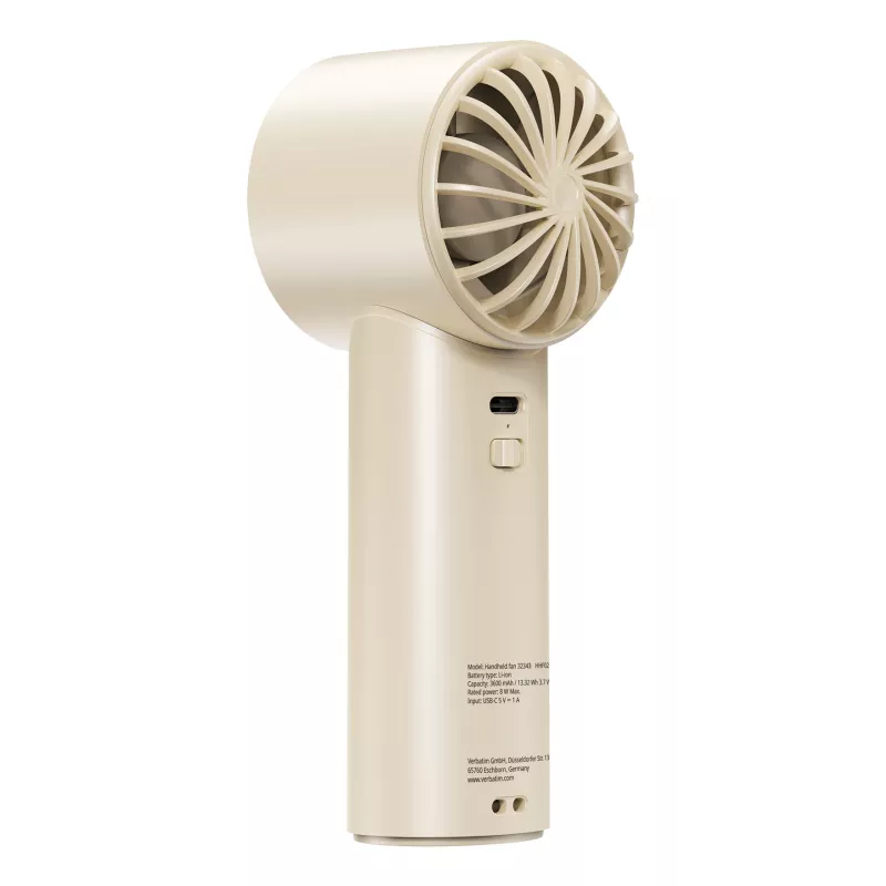 Verbatim Cool’n’Go IceTouch Handheld Fan White/Silver, Silber, Weiß, 1 Lüfter, Handventilator, 1 Stück, 8 W, Lithium-Ion (Li-Ion)