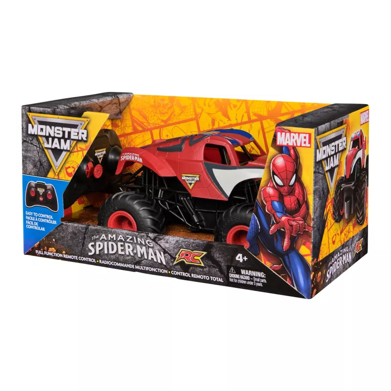 Monster Jam, Marvel The Amazing Spider-Man RC Monster Truck, Maßstab 1:24, Kinderspielzeug für Jungen und Mädchen ab 4 Jahren