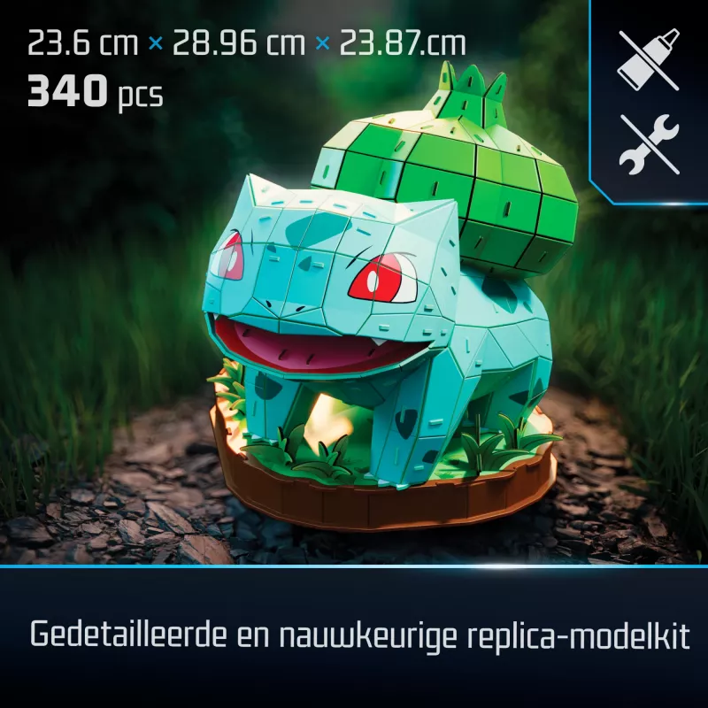 4D Build, Pokémon Bisasam 3D-Modellbausatz, Pokémon-Figur, Kanto Erster Partner Kollektion, Schreibtisch-Deko, 195 Teile, ab 12 Jahren