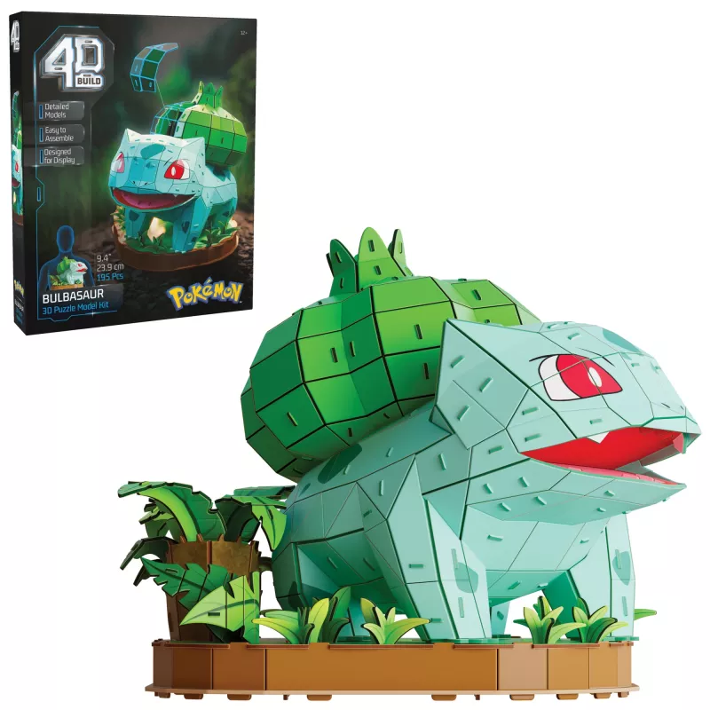 4D Build, Pokémon Bisasam 3D-Modellbausatz, Pokémon-Figur, Kanto Erster Partner Kollektion, Schreibtisch-Deko, 195 Teile, ab 12 Jahren
