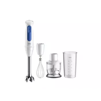 Handmixer Braun Household MultiQuick 3 MQ30202M, 900 W, weiß/blau, mit Zerkleinerer und Schneebesen