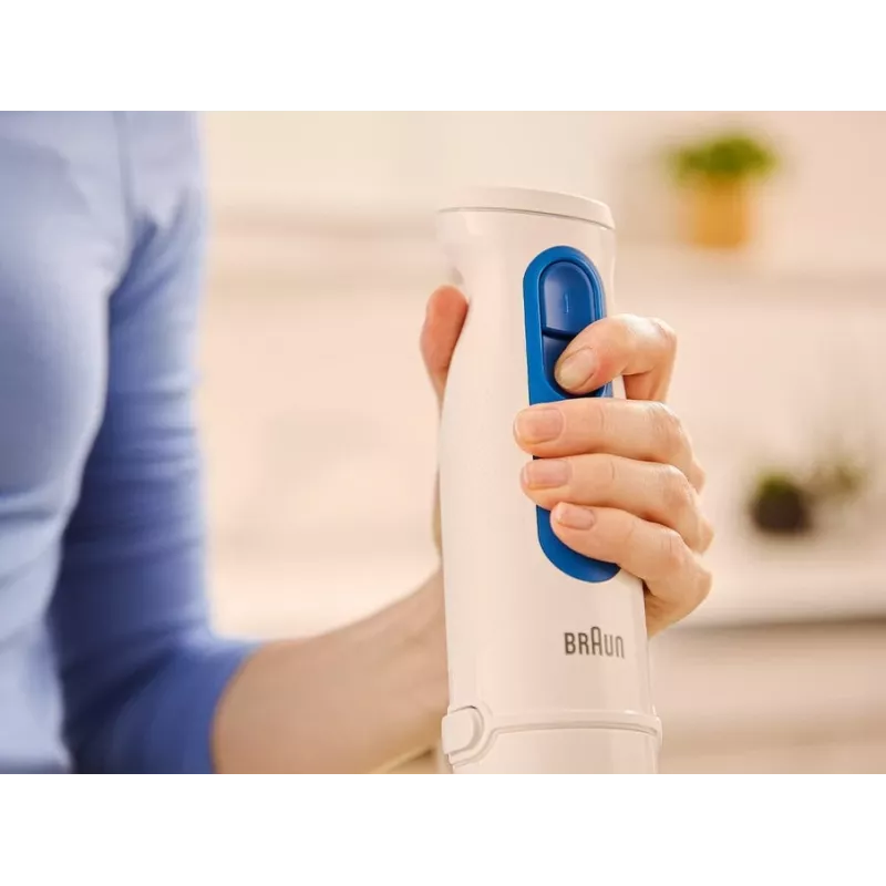 Handmixer Braun Household MultiQuick 3 MQ30202M, 900 W, weiß/blau, mit Zerkleinerer und Schneebesen