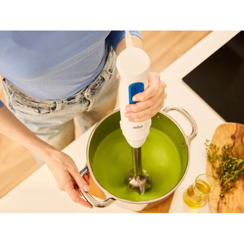 Handmixer Braun Household MultiQuick 3 MQ30202M, 900 W, weiß/blau, mit Zerkleinerer und Schneebesen