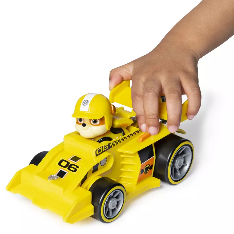 PAW Patrol , Ready, Race, Rescue Rubble’s Race & Go Deluxe Fahrzeug mit Sound, für Kinder ab 3 Jahren