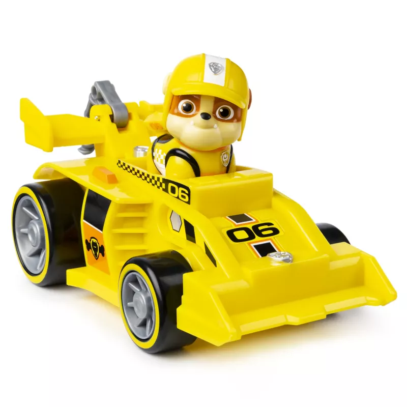 PAW Patrol , Ready, Race, Rescue Rubble’s Race & Go Deluxe Fahrzeug mit Sound, für Kinder ab 3 Jahren