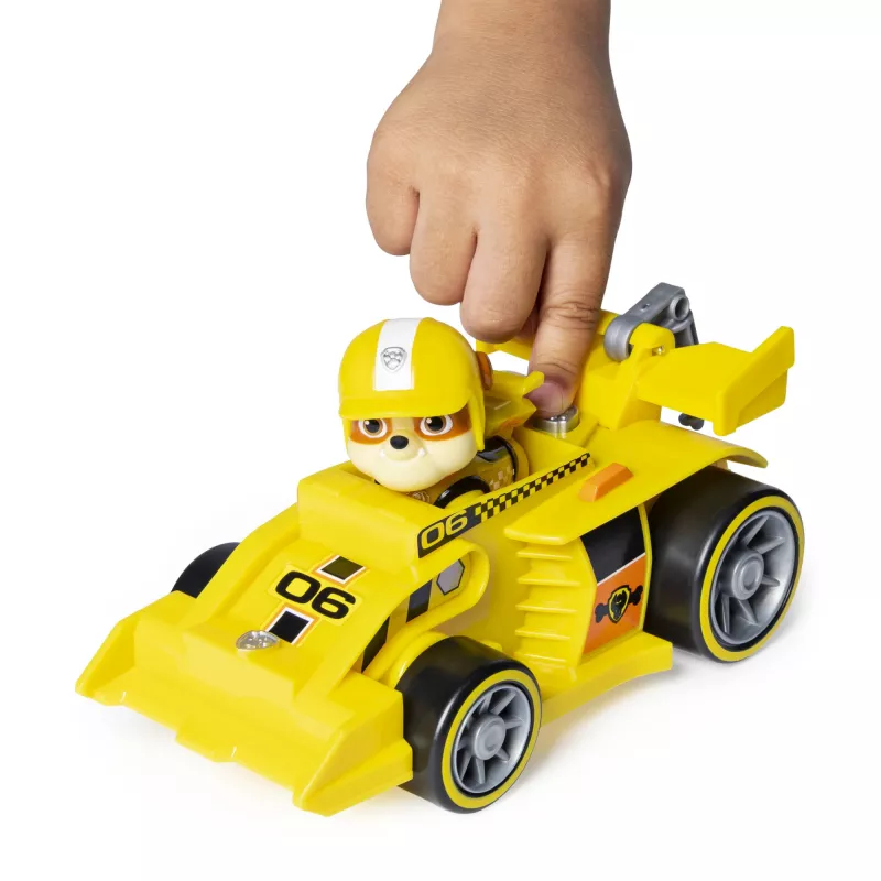 PAW Patrol , Ready, Race, Rescue Rubble’s Race & Go Deluxe Fahrzeug mit Sound, für Kinder ab 3 Jahren
