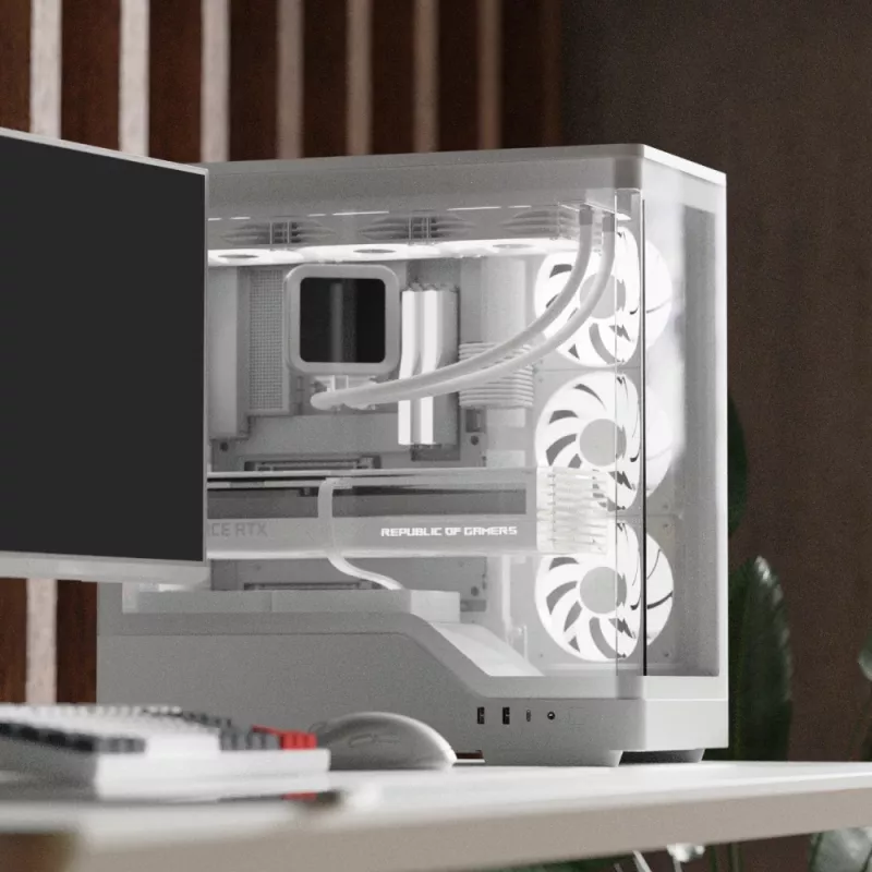 PC-Gehäuse AEROCOOL Geh Midi P500A Weiß — Midi-Tower ATX-Gehäuse, weiße Oberfläche