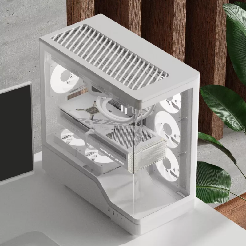 PC-Gehäuse AEROCOOL Geh Midi P500A Weiß — Midi-Tower ATX-Gehäuse, weiße Oberfläche