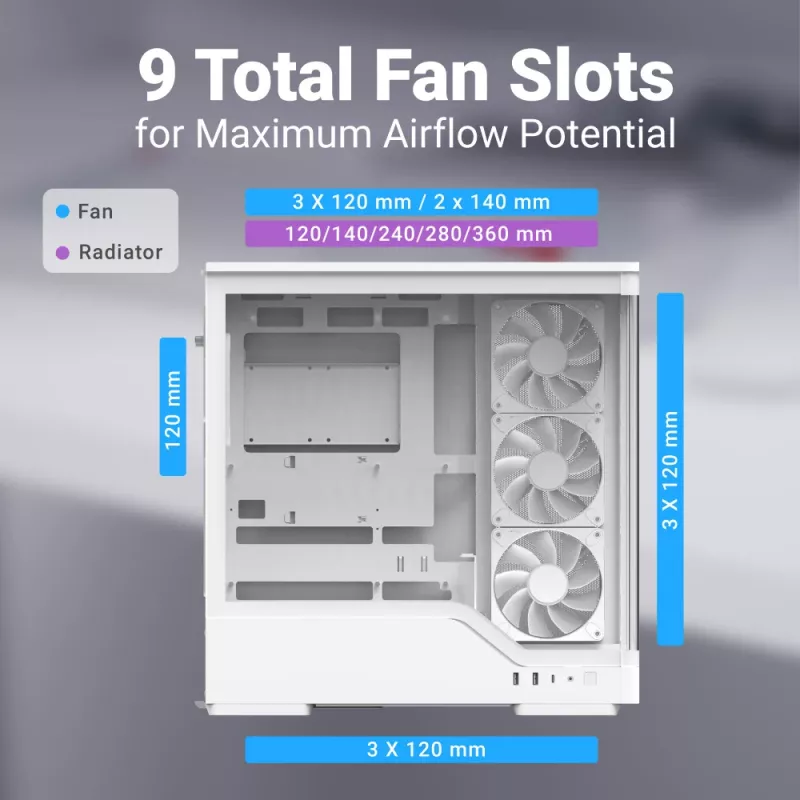 PC-Gehäuse AEROCOOL Geh Midi P500A Weiß — Midi-Tower ATX-Gehäuse, weiße Oberfläche