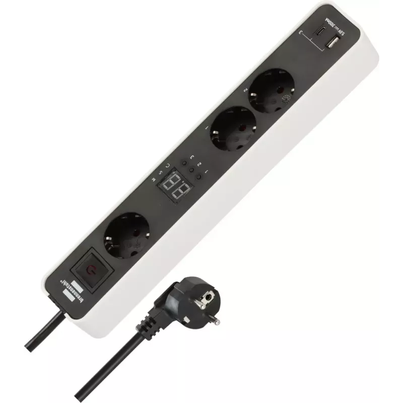 Power Extension Brennenstuhl 1153230026 1,5 m 3 AC-Steckdosen Innenbereich Schwarz Weiß