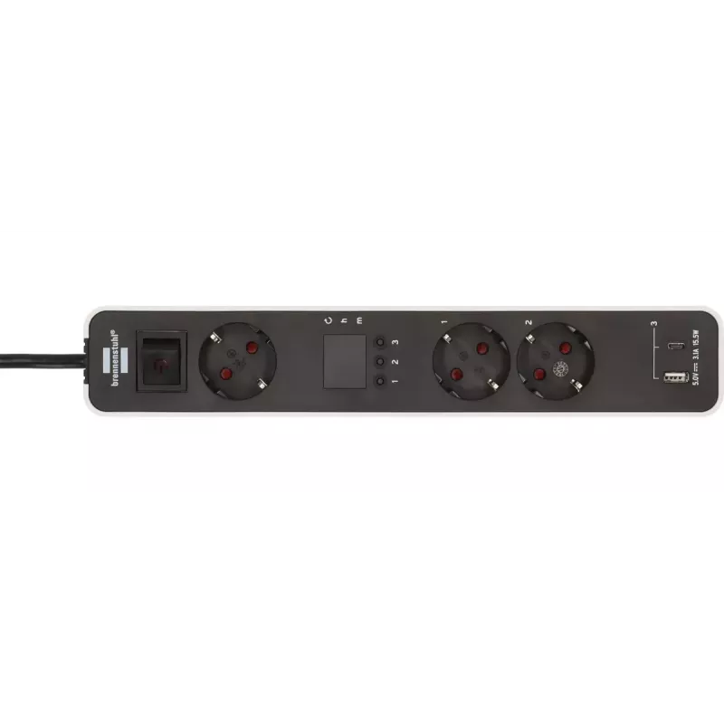 Power Extension Brennenstuhl 1153230026 1,5 m 3 AC-Steckdosen Innenbereich Schwarz Weiß