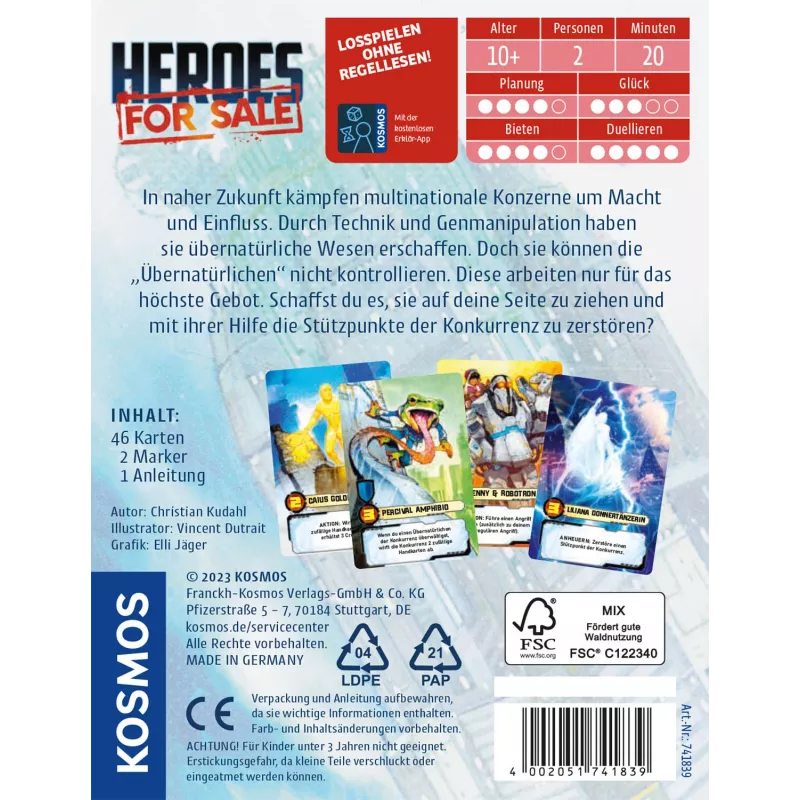 Kosmos Heroes For Sale Kartenspiel Ablegespiel