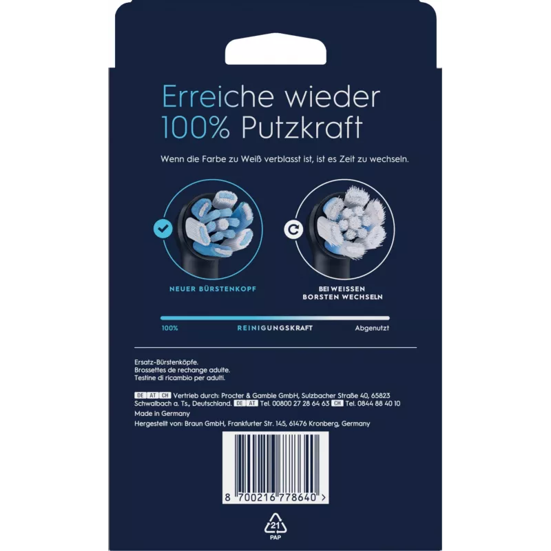 Oral-B iO Ultimate Clean Ersatzbürstenköpfe — 8er-Pack, Schwarz, für überlegene Plaque-Entfernung