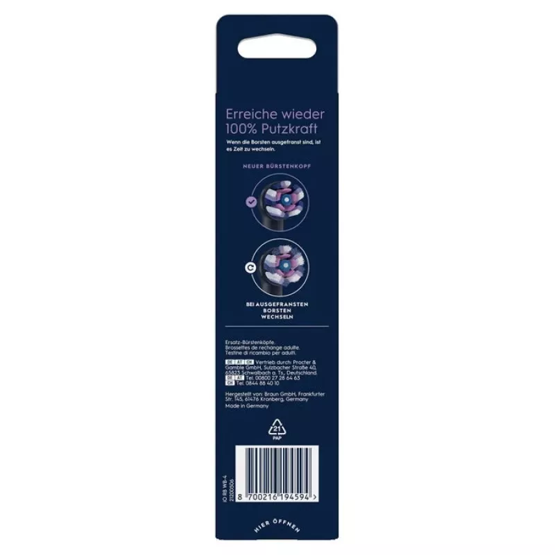 Oral-B iO Radiant White Ersatzbürstenköpfe, 4er-Pack, schwarz