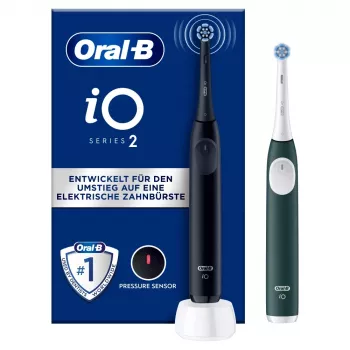 Elektrische Zahnbürste BRAUN Oral‑B iO Series 2 Duo Schwarz/Grün, wiederaufladbar, Modell 62418