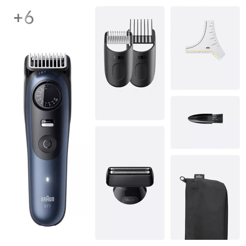 Braun BeardTrimmer 7 BT7520 Akku 40 2 cm Nass & Trocken Schwarz, Blau