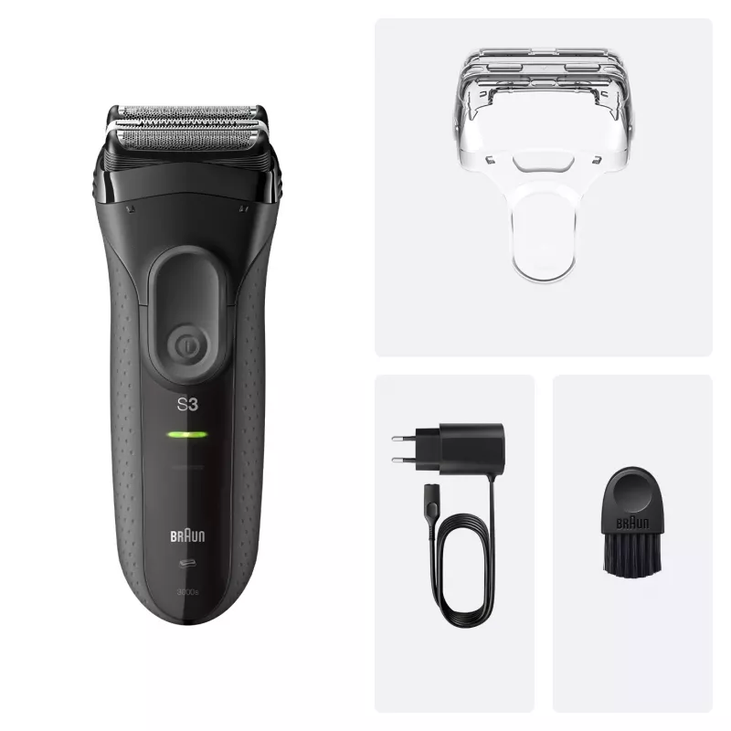 Foil shaver BRAUN Serie 3 3000S, Grau, foil system, built-in NiMH Batterie, AC/Batterie power, 57×48×156 mm