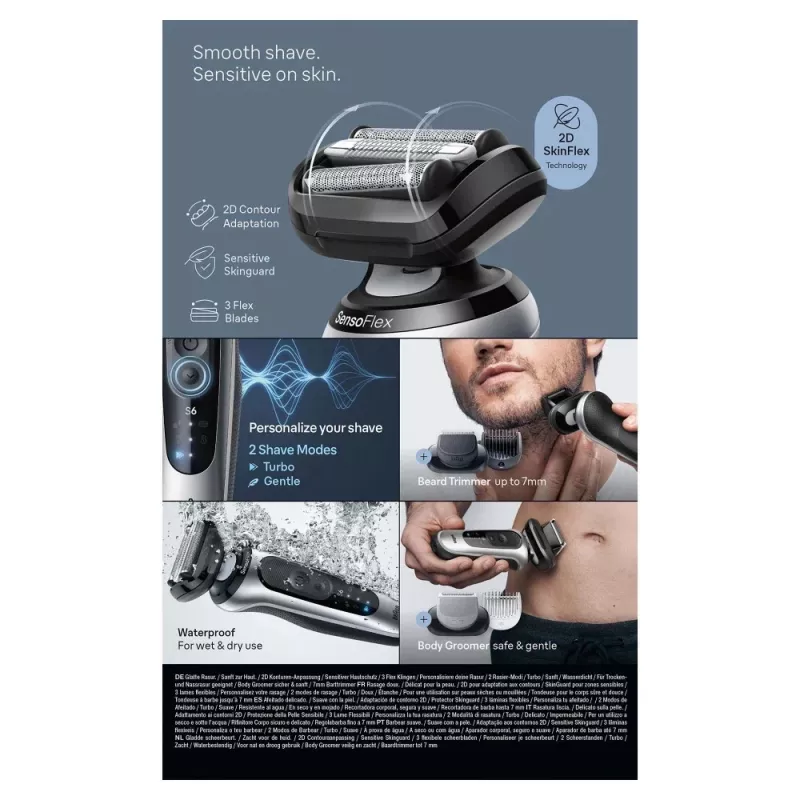 Braun Series 6 62-S7650cc Silber - Folienrasierer mit Li-Ion Akku