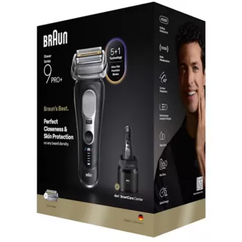 Folienrasierer Braun Series 9 Pro+ 9660CC Schwarz Silber Edelstahl