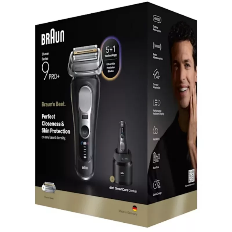 Folienrasierer Braun Series 9 Pro+ 9660CC Schwarz Silber Edelstahl