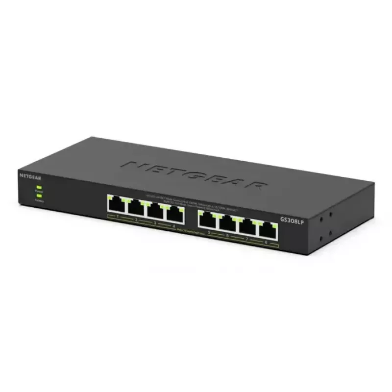 NETGEAR GS308LP Unmanaged Gigabit Ethernet (10/100/1000) Power over Ethernet (PoE) Desktop Schwarz