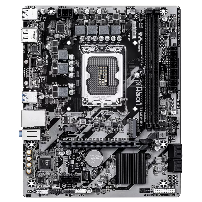 GIGABYTE H810M K Micro ATX Motherboard für Intel Core Ultra (Serie 2) — LGA 1851, DDR5 bis 6400 MHz, 1x PCIe 4.0 M.2, 1GbE