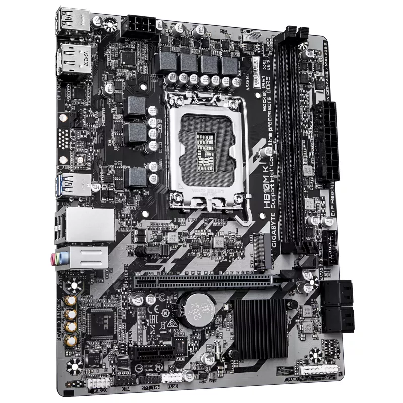 GIGABYTE H810M K Micro ATX Motherboard für Intel Core Ultra (Serie 2) — LGA 1851, DDR5 bis 6400 MHz, 1x PCIe 4.0 M.2, 1GbE