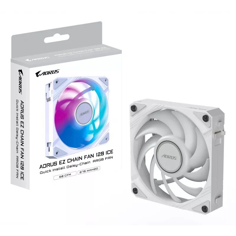 GIGABYTE AORUS EZ CHAIN FAN 120 ICE All-in-One-Flüssigkeitskühler 12 cm Weiß