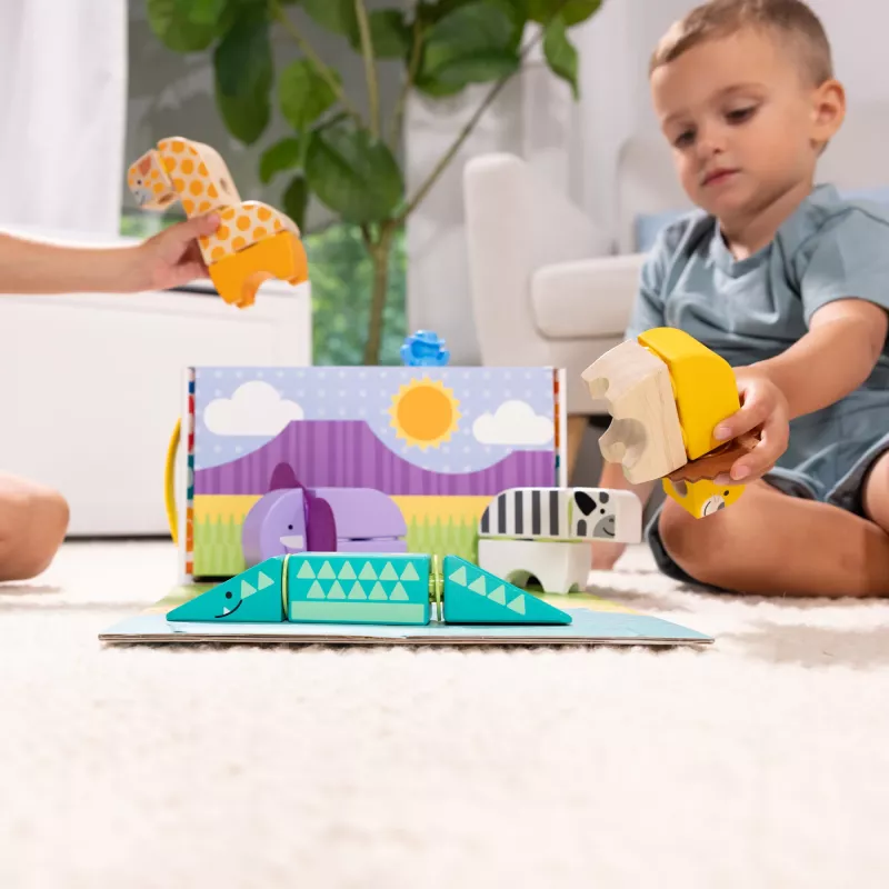 Konstruktionsspielset Spin Master Melissa & Doug Blockables Safari Spielset – Figuren und stapelbare Blöcke