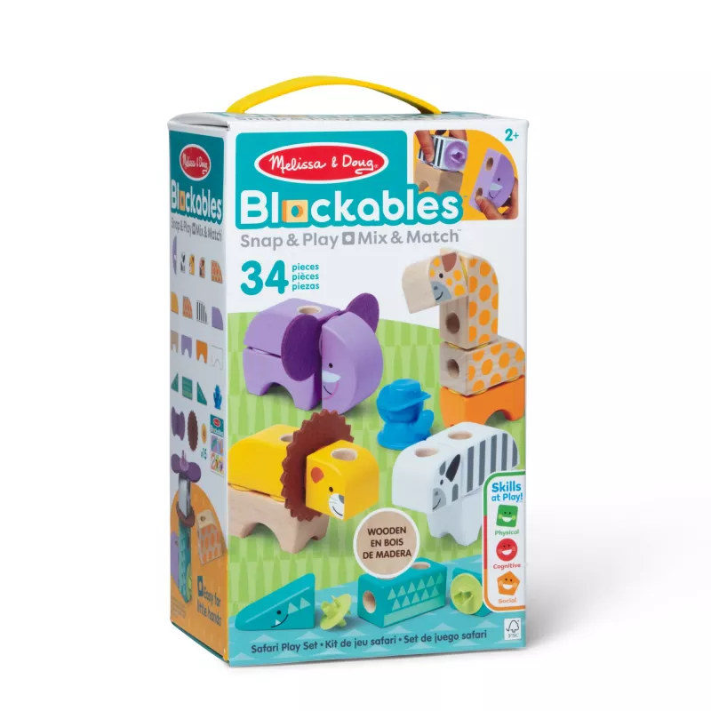 Konstruktionsspielset Spin Master Melissa & Doug Blockables Safari Spielset – Figuren und stapelbare Blöcke