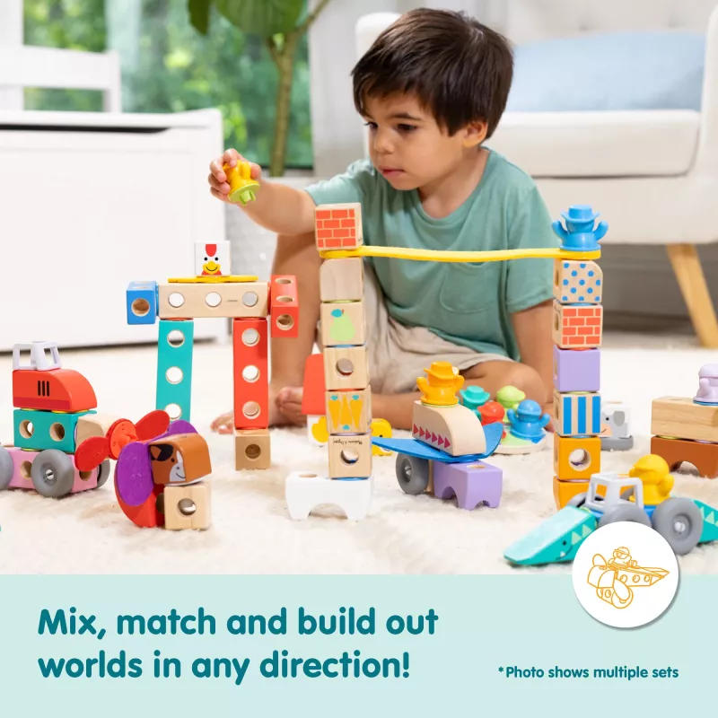 Konstruktionsspielset Spin Master Melissa & Doug Blockables Safari Spielset – Figuren und stapelbare Blöcke