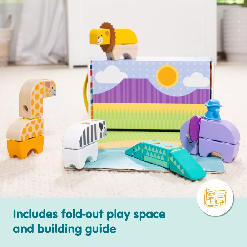 Konstruktionsspielset Spin Master Melissa & Doug Blockables Safari Spielset – Figuren und stapelbare Blöcke