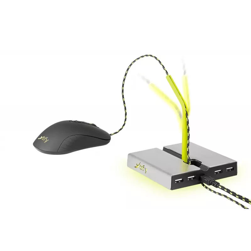 Xtrfy B1 Mouse Bungee LED Maushalter mit 4-Port-USB-2.0-Hub
