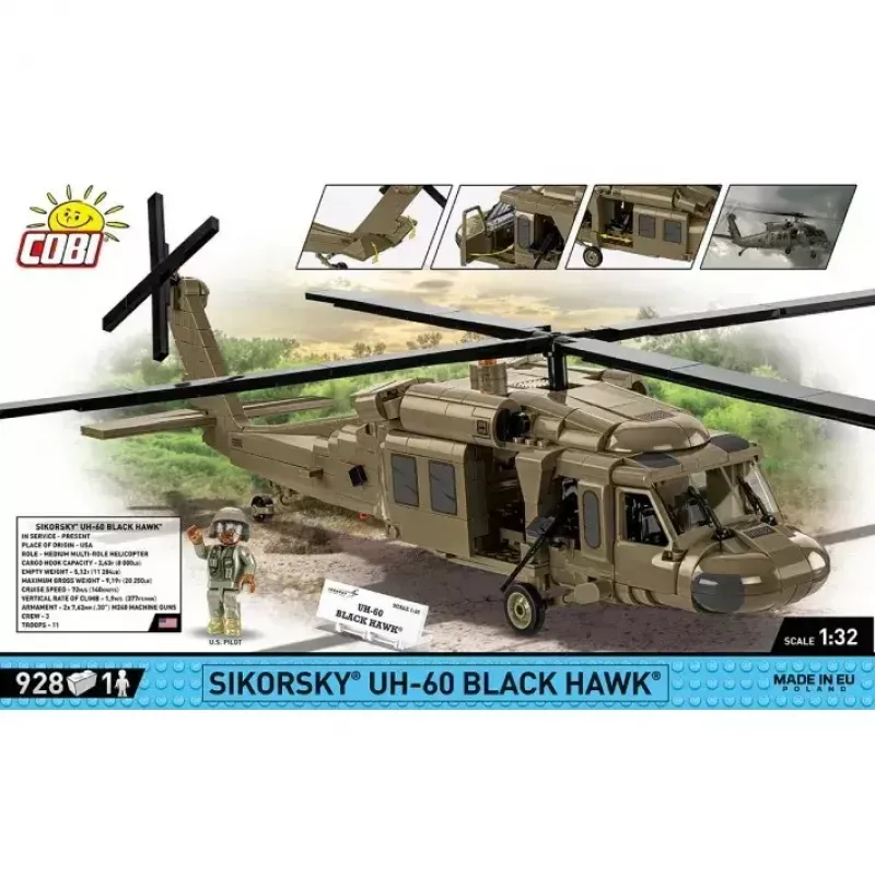 Bausatz Cobi Sikorsky UH-60 Schwarz Hawk 928 Blöcke, Modell COBI-5906