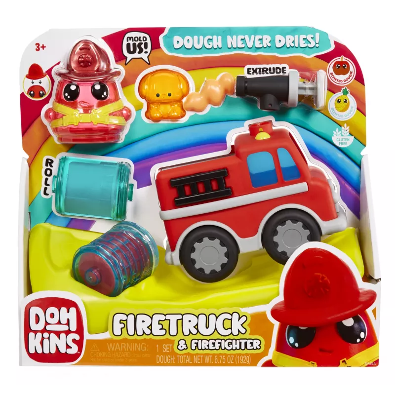 MGA Entertainment DohKins Feuerwehrauto & Feuerwehrmann, Knete-Spielset, Mehrfarbig, Kind, Junge/Mädchen, 3 Jahr(e), 99 Jahr(e)