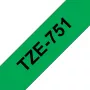 Laminiertes Beschriftungsband Brother TZe-751 24 mm – schwarz auf grün, 8 m, graue Kassette