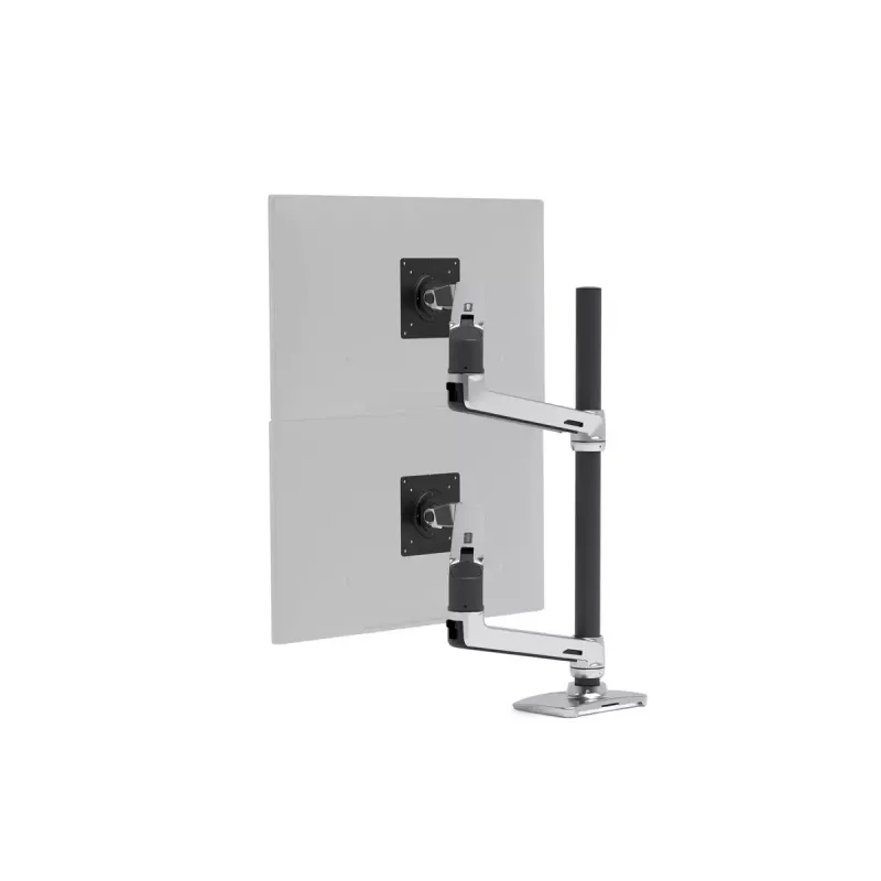 Ergotron LX Serie LX Dual Stacking Arm, hohe Säule 101,6 cm, Aluminium, Klemme, 20 kg