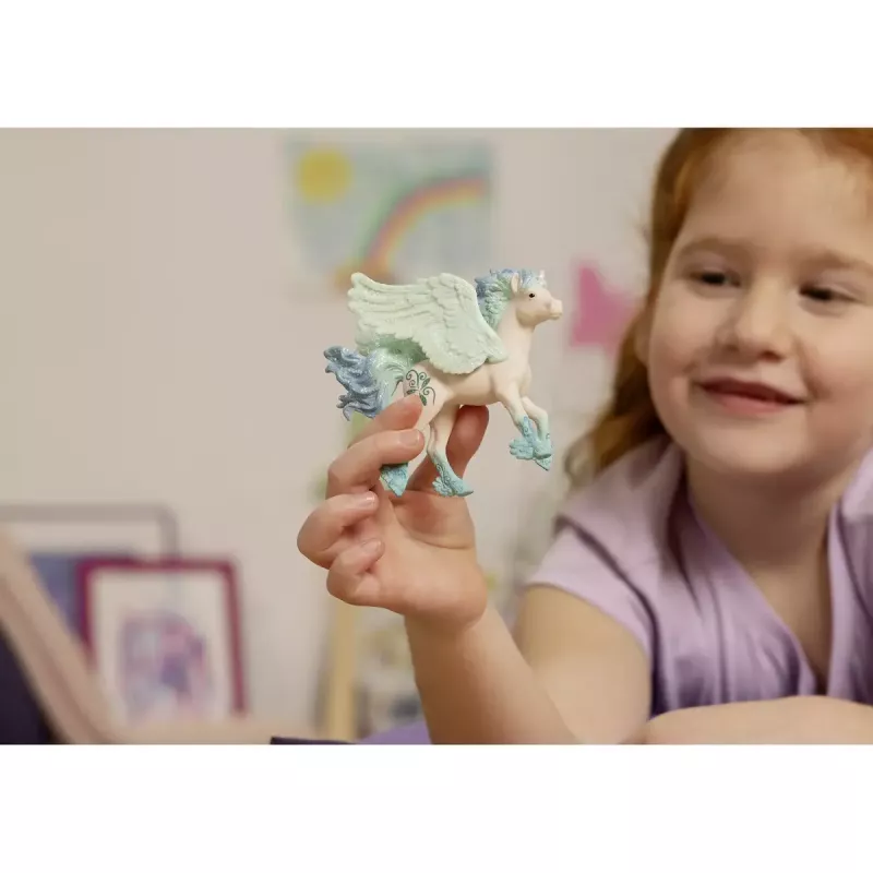 Schleich Stormy Unicorn Foal Figur, BAYALA Serie, Modell 70824, für Kinder ab 5 Jahren, beige mit blauen und grünen Details
