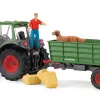 Traktor mit Anhänger Schleich FARM WORLD 42608 Schwarz Grün Rot Gelb