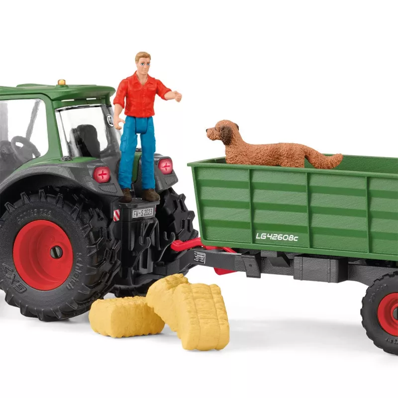 Traktor mit Anhänger Schleich FARM WORLD 42608 Schwarz Grün Rot Gelb