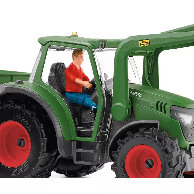 Traktor mit Anhänger Schleich FARM WORLD 42608 Schwarz Grün Rot Gelb