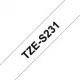 Beschriftungsband Brother TZe-S231 12mm schwarz auf weiß