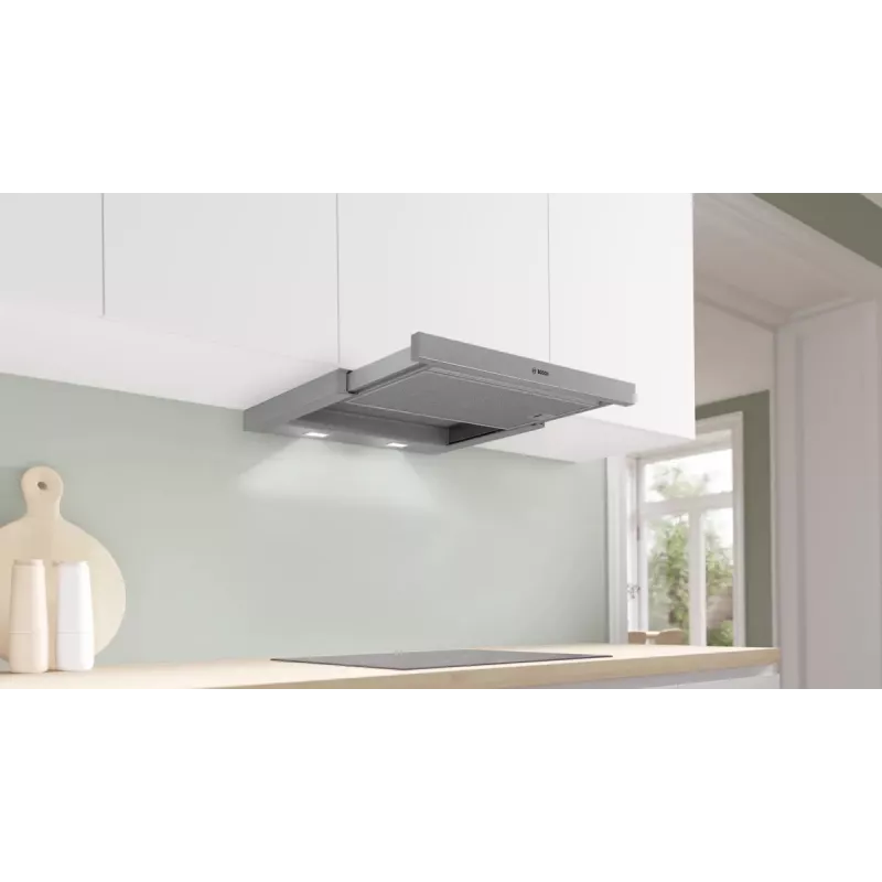 Bosch Serie 2 DFL063W57 Dunstabzugshaube halbintegriert (ausziehbar) Metallic, Silber 351 m³/h