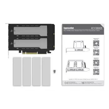 Icy Dock ExpressSlot Elite Schnittstellenkarte MB842MP-B — PCIe Hot-Swap-Adapter für 2,5-Zoll-Laufwerksschächte, schwarz/silber