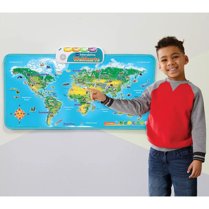 VTech Interaktive Weltkarte, 6 Jahr(e), Mit Ton, Batterien erforderlich, AA, Mehrfarbig