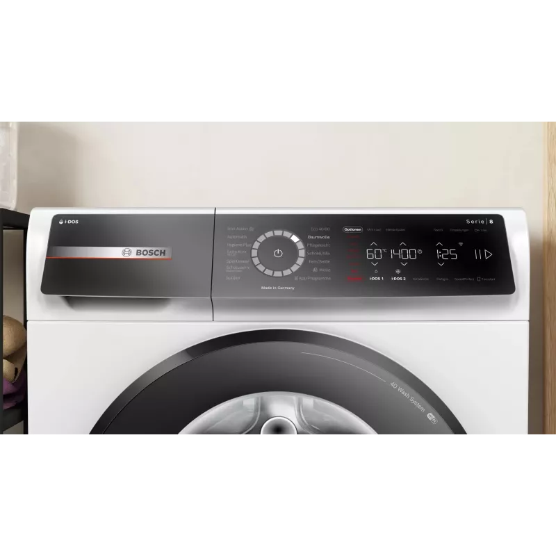 Bosch Serie 8 WGB244A40 Frontlader-Waschmaschine, 9 kg, 1400 U/min, i-Dos, Weiß/Schwarz