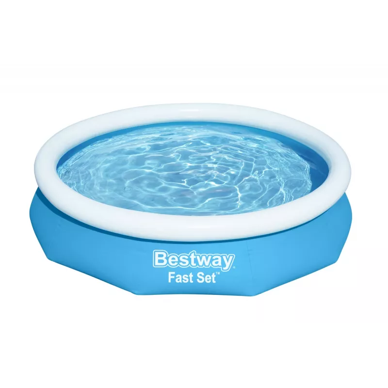 Bestway Fast Set Rund Aufblasbarer Pool-Set 3,05 m x 66 cm, 3200 L, Aufblasbarer Pool, Kind & Erwachsener, Blau, Weiß, 9,26 kg